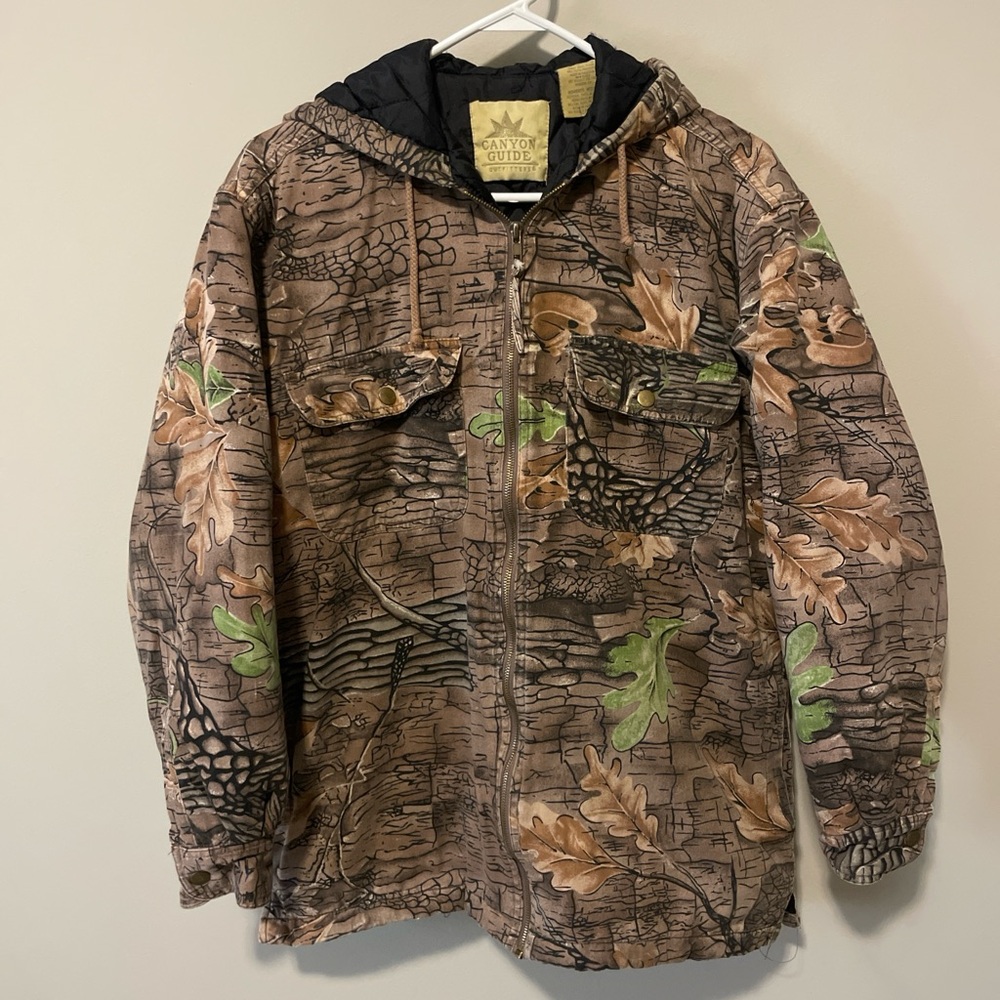 Camo Hooded Jacket with Leaf Pattern